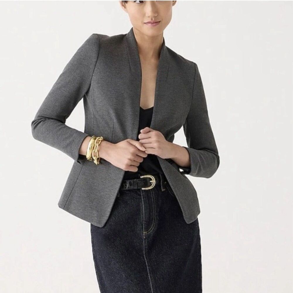 J.Crew 365 Going-Out Blazer in Stretch Twill Gray Size 6 Open Front Classic